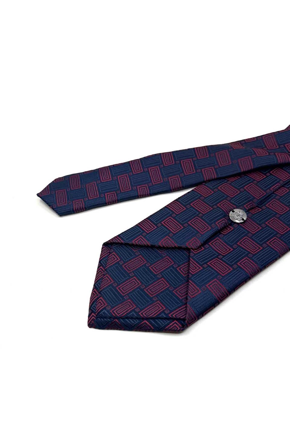 Lacivert Motif Desen Mendilli Klasik Kravat KK13644