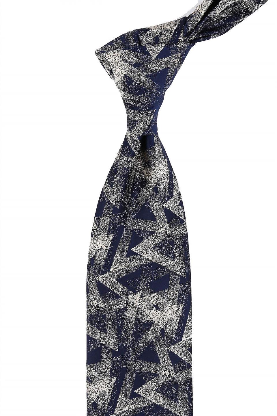 Lacivert Motif Desen Mendilli Klasik Kravat KK10835