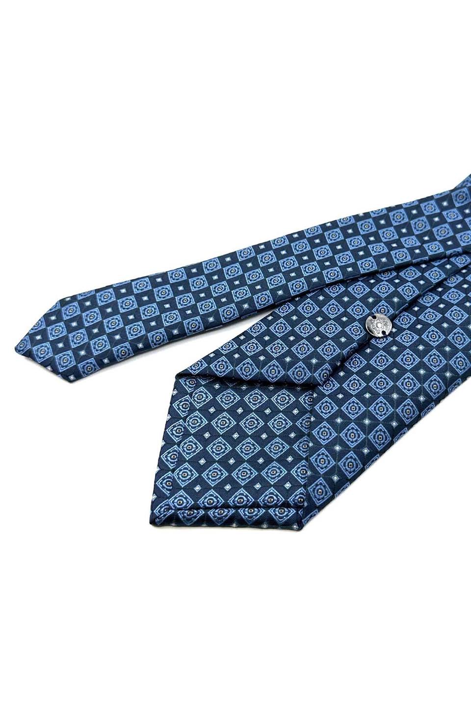 Lacivert Motif Desen Mendilli Klasik Kravat KK12606