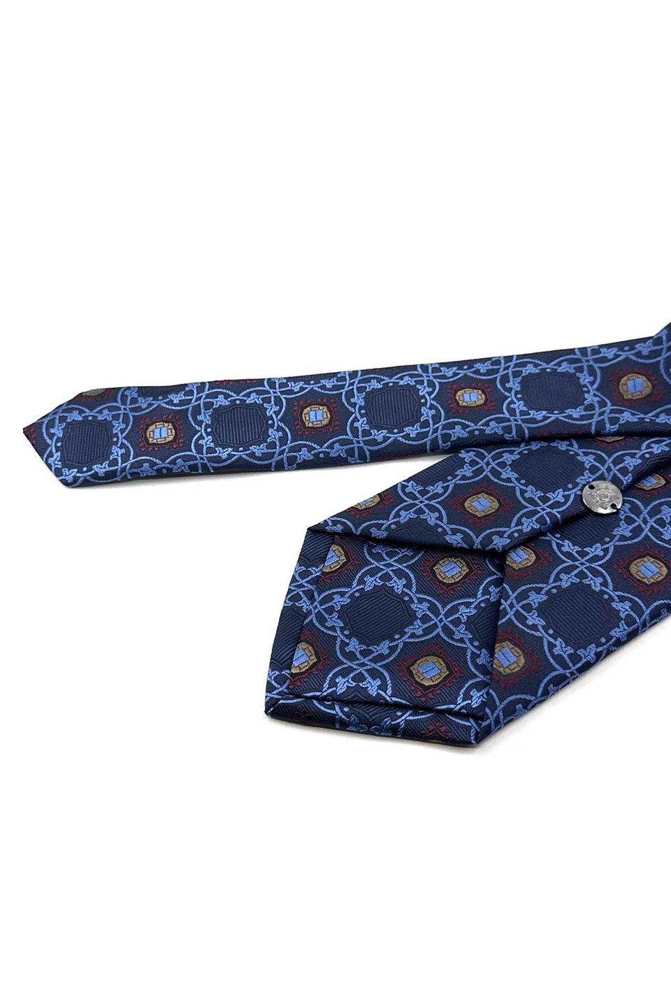 Lacivert Motif Desen Mendilli Klasik Kravat KK13914