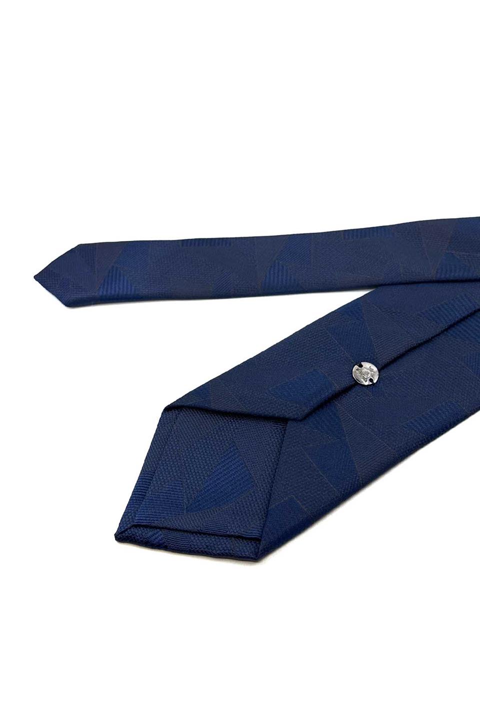 Lacivert Motif Desen Mendilli Klasik Kravat KK12289