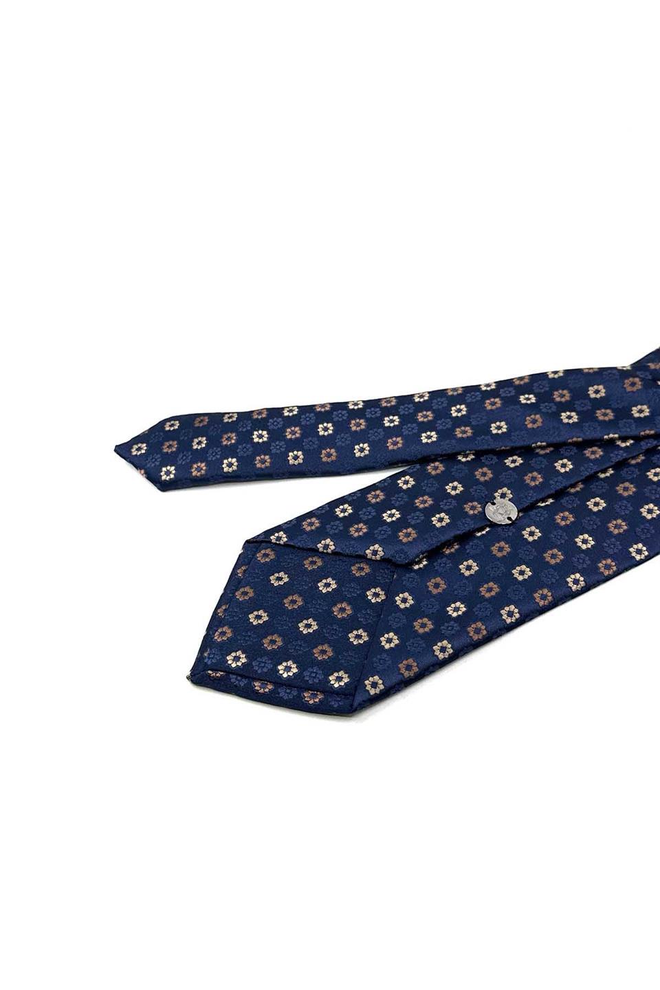 Lacivert Motif Desen Mendilli Klasik Kravat KK13187