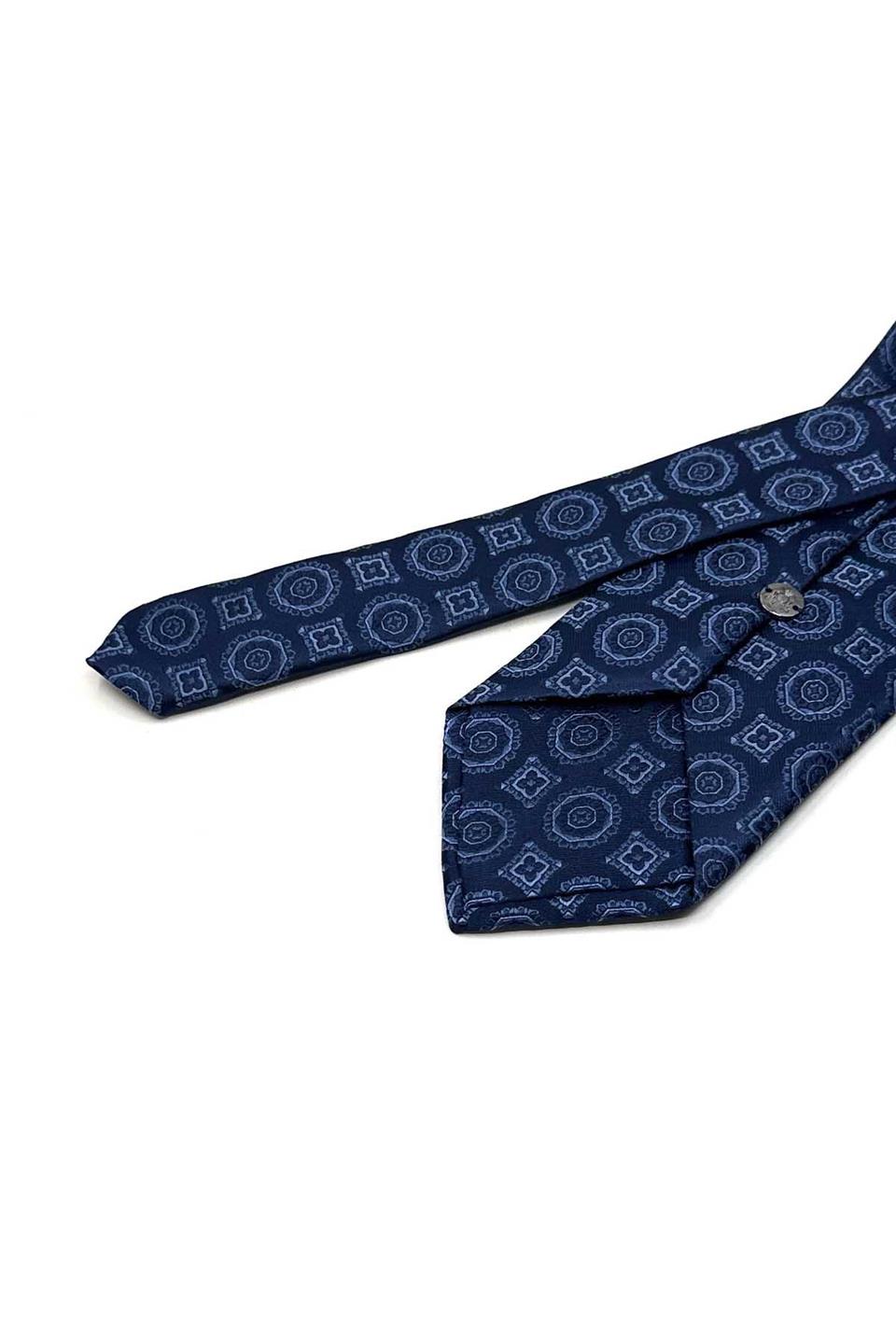 Lacivert Motif Desen Mendilli Klasik Kravat KK13581