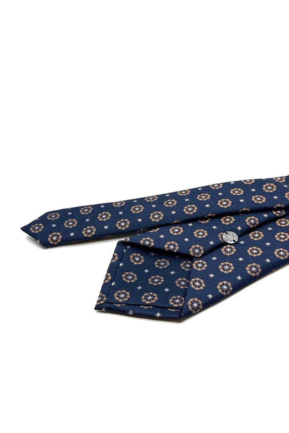 Lacivert Motif Desen Mendilli Klasik Kravat KK12907