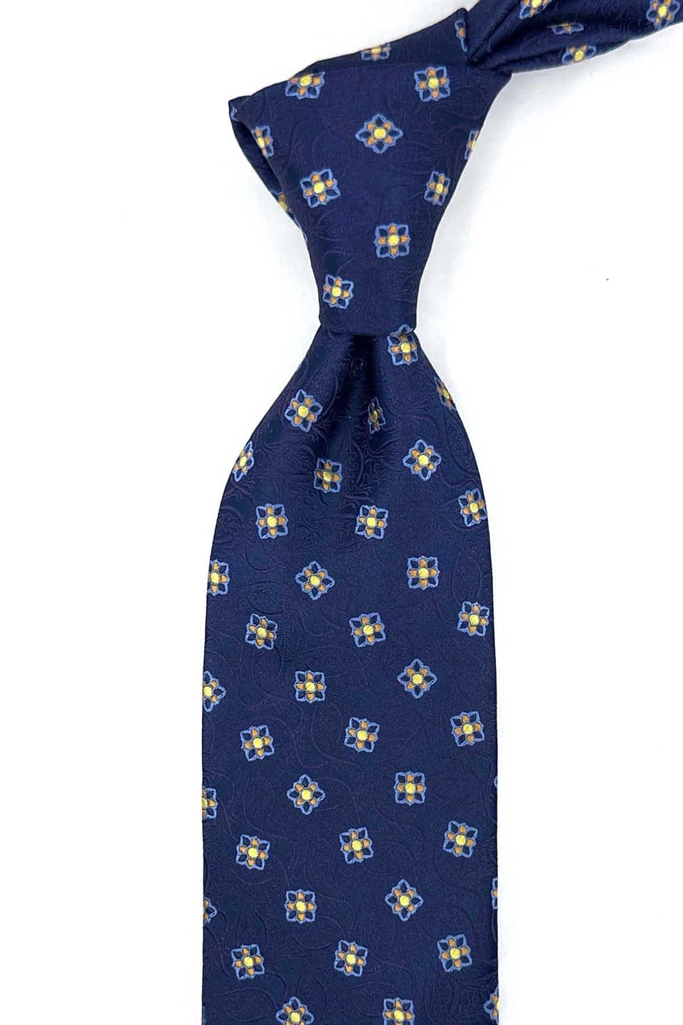 Lacivert Mürdüm Motif Desen Mendilli Klasik Kravat KK13888