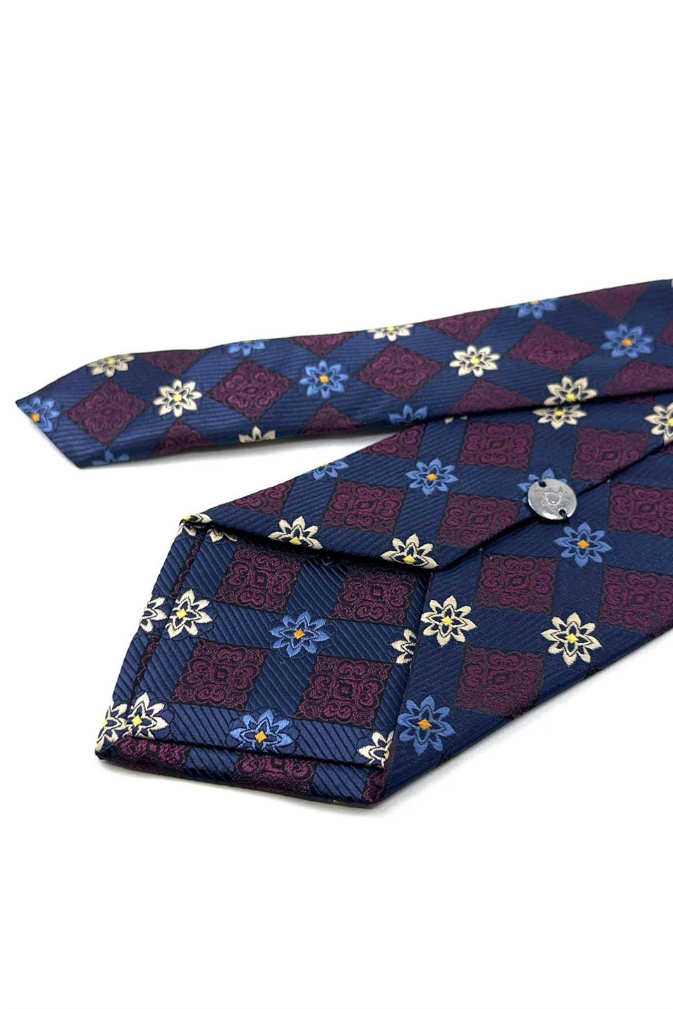 Lacivert Mürdüm Motif Desen Mendilli Klasik Kravat KK13941