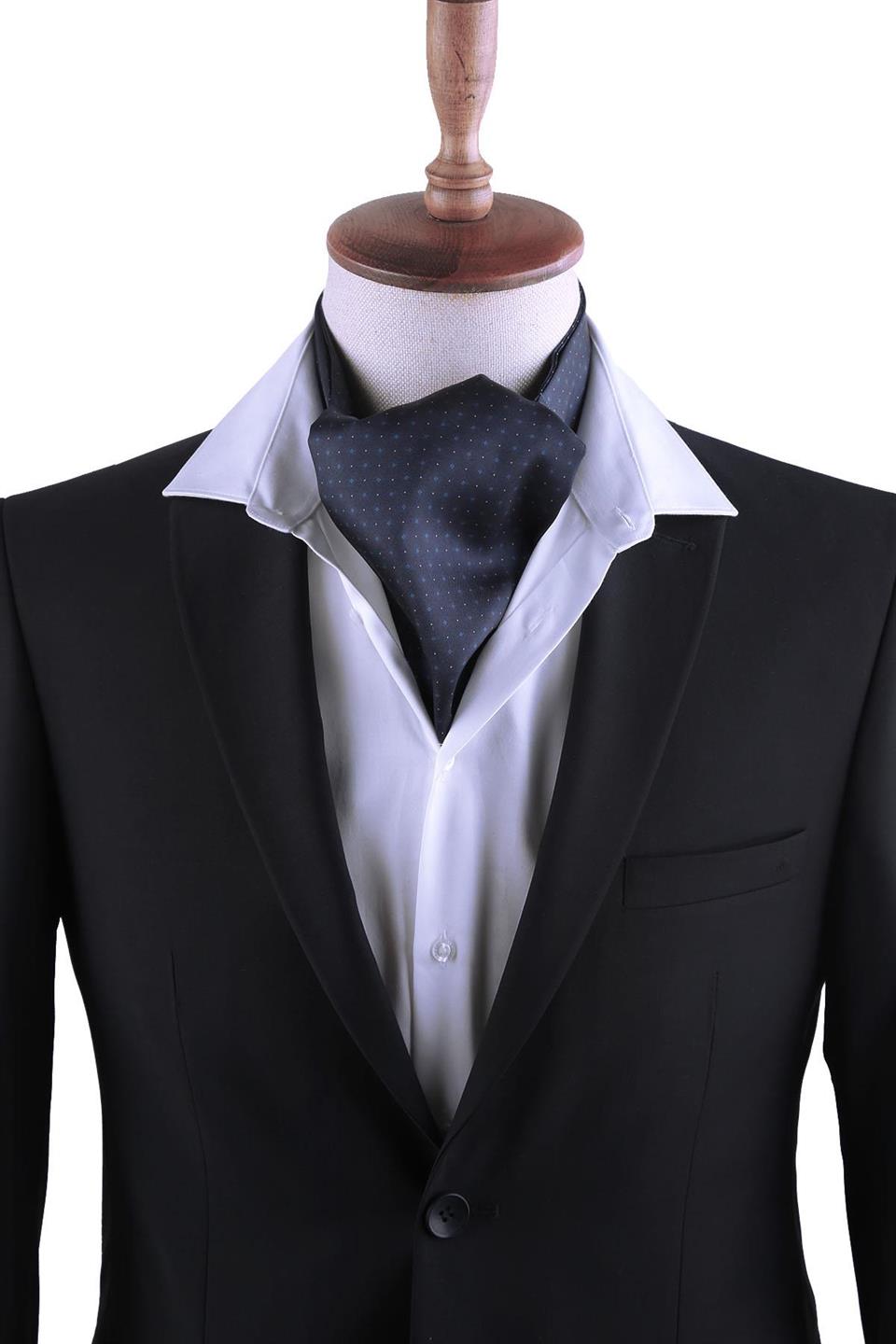 Lacivert Nokta Desen Erkek Fular K440