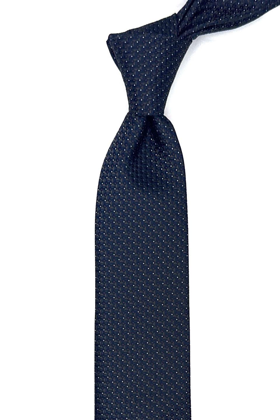 Lacivert Nokta Desen İnce Kravat SK7949