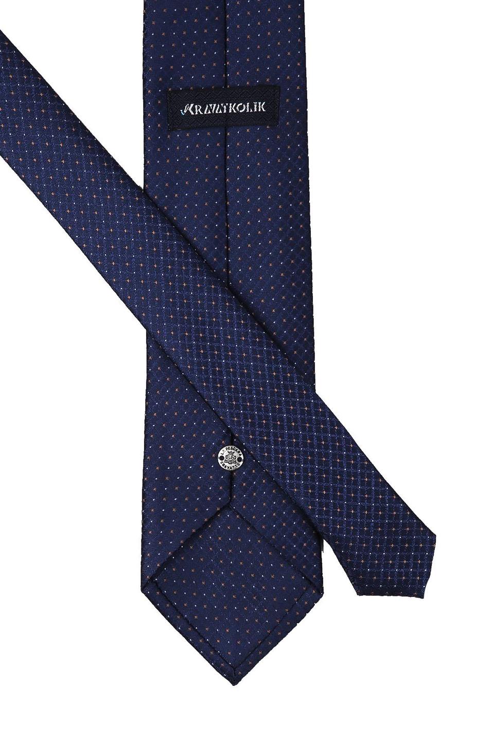 Lacivert Nokta Desen Mendilli Klasik Kravat KK10422