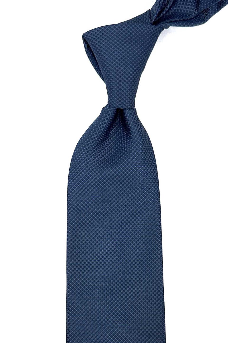 Lacivert Nokta Desen Mendilli Klasik Kravat KK12393