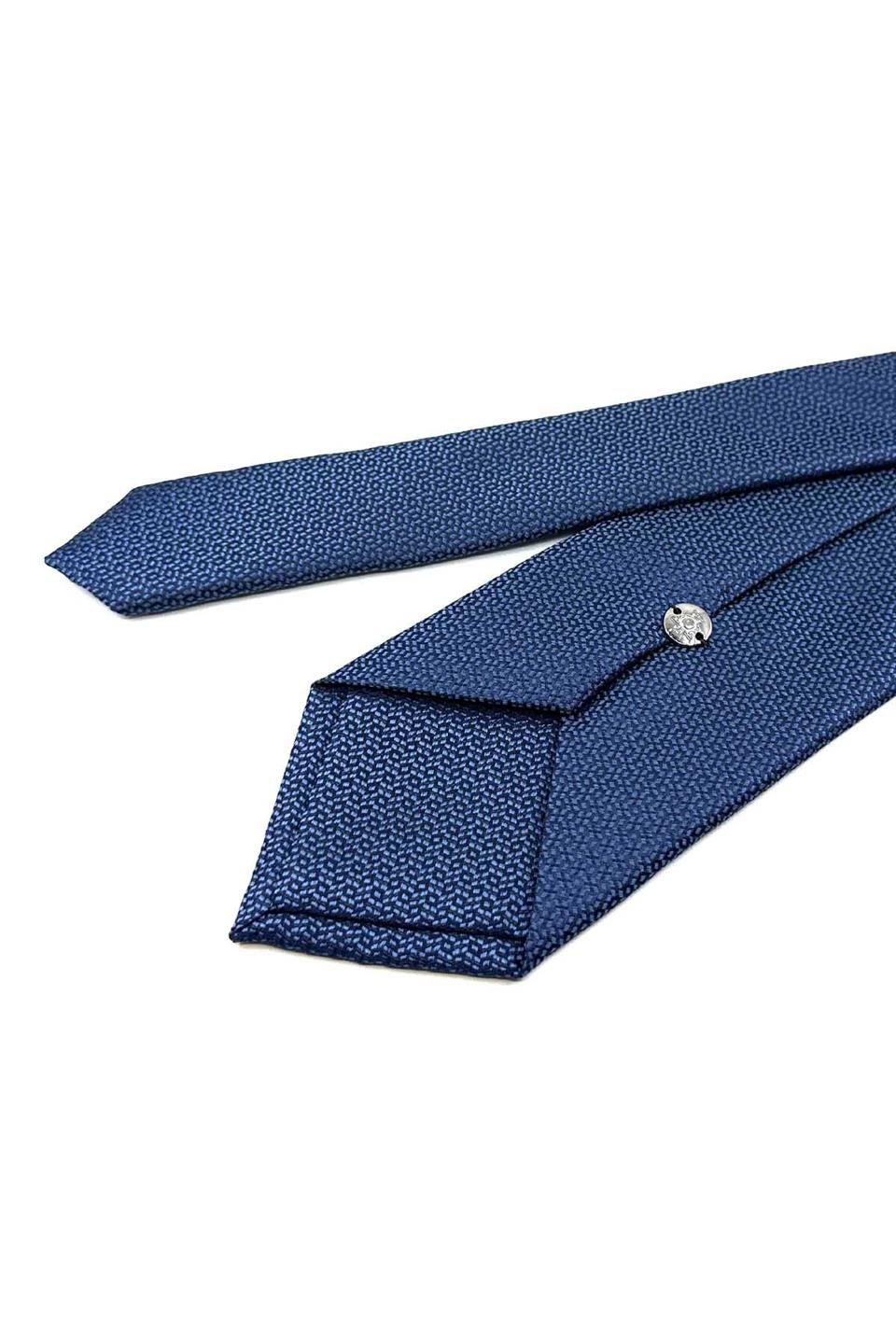 Lacivert Nokta Desen Mendilli Klasik Kravat KK12708