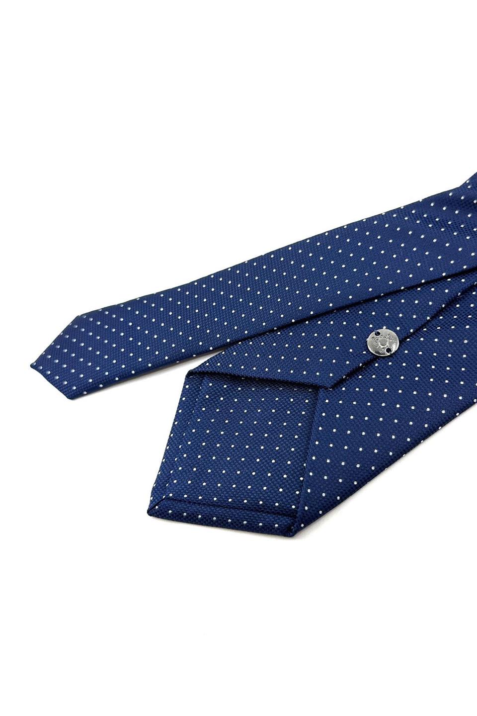 Lacivert Nokta Desen Mendilli Klasik Kravat KK11163