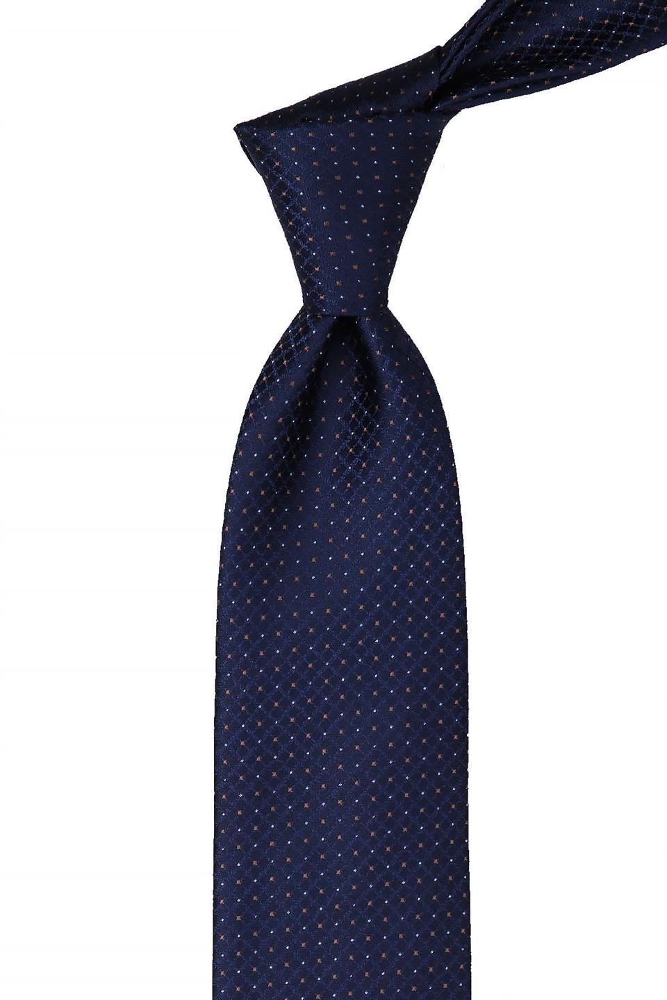 Lacivert Nokta Desen Mendilli Klasik Kravat KK10422