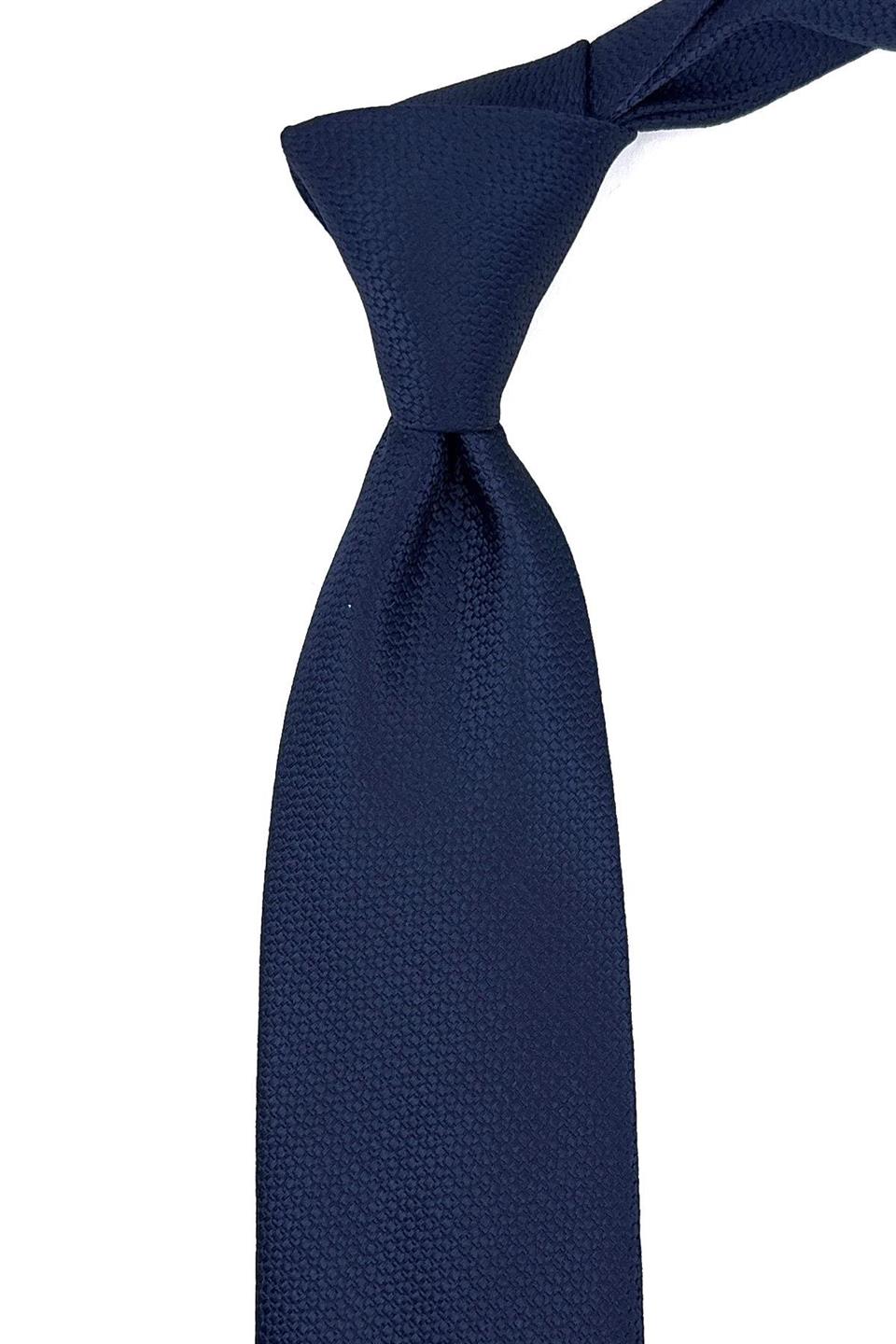 Lacivert Nokta Desen Mendilli Klasik Kravat KK11300