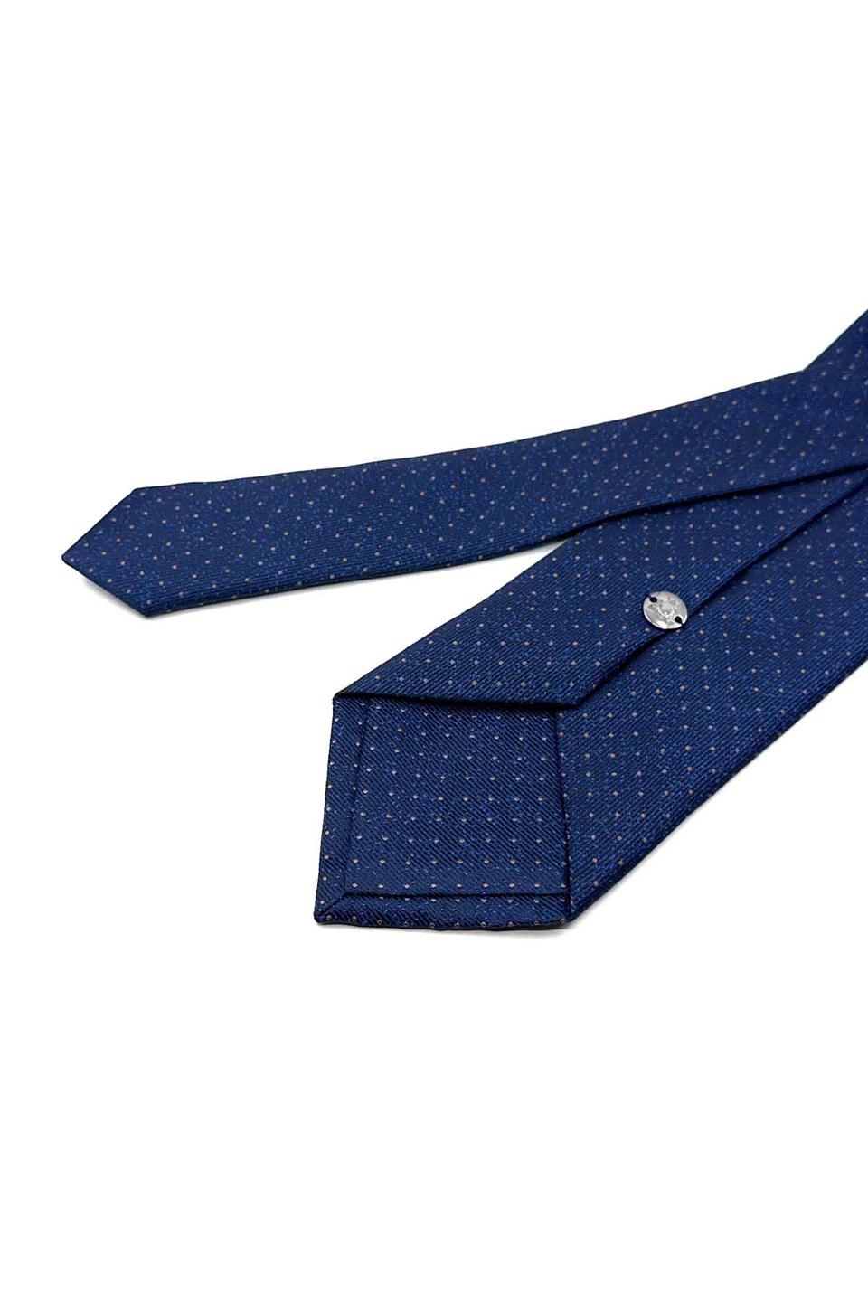 Lacivert Nokta Desen Mendilli Klasik Kravat KK12522