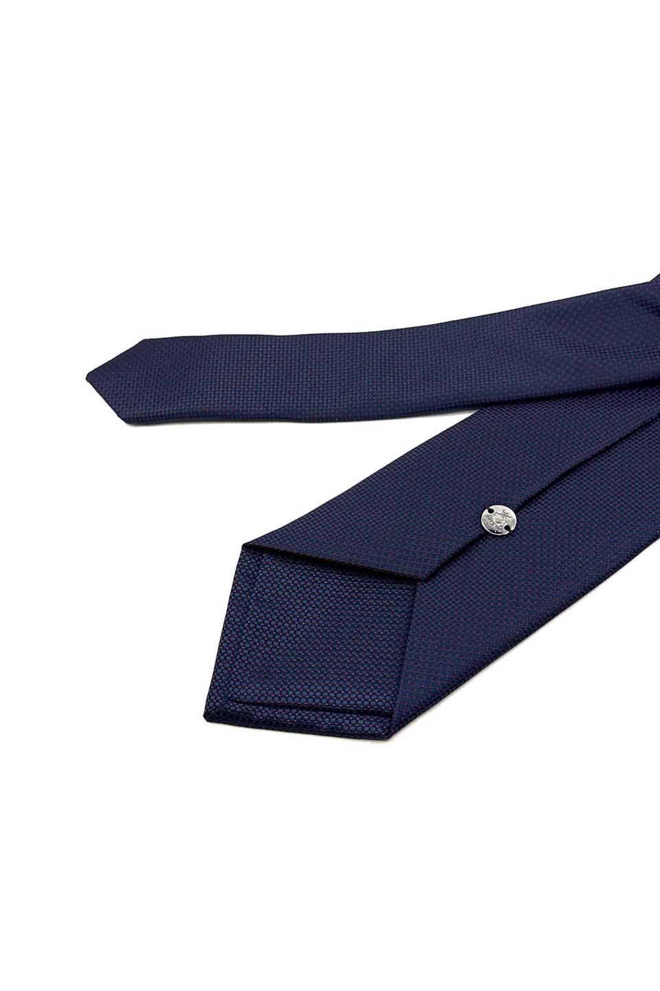 Lacivert Nokta Desen Mendilli Klasik Kravat KK12396