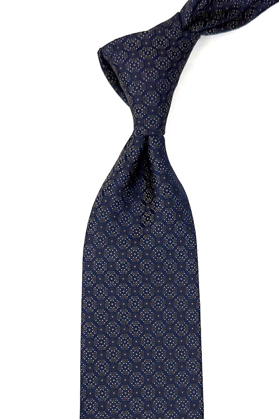 Lacivert Nokta Desen Mendilli Klasik Kravat KK12725