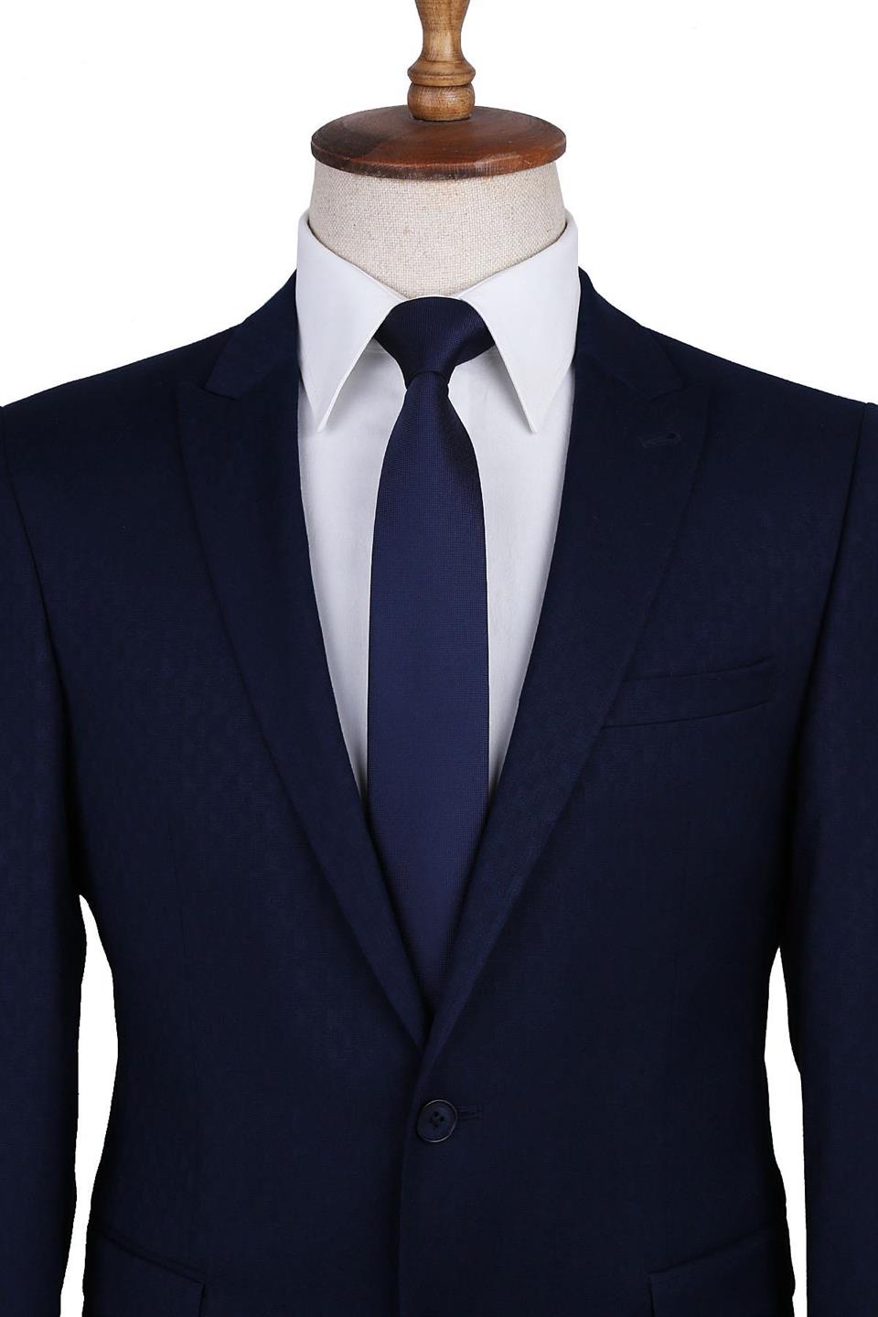 Lacivert Nokta Desen Slim Kravat SK7591