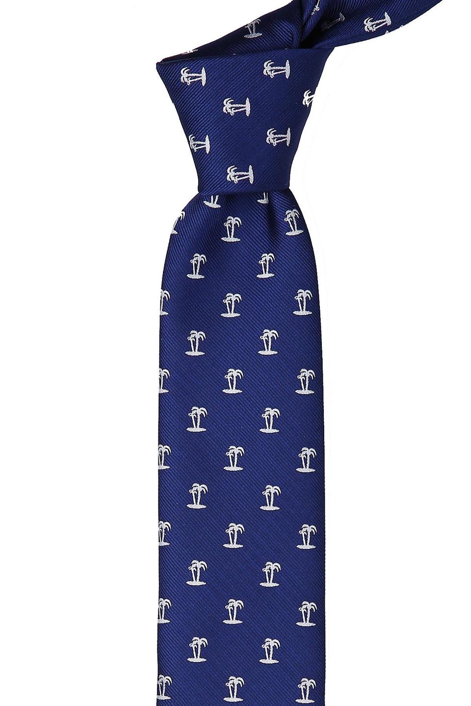 Lacivert Palmiye Ağacı Desen Slim Kravat SK7078