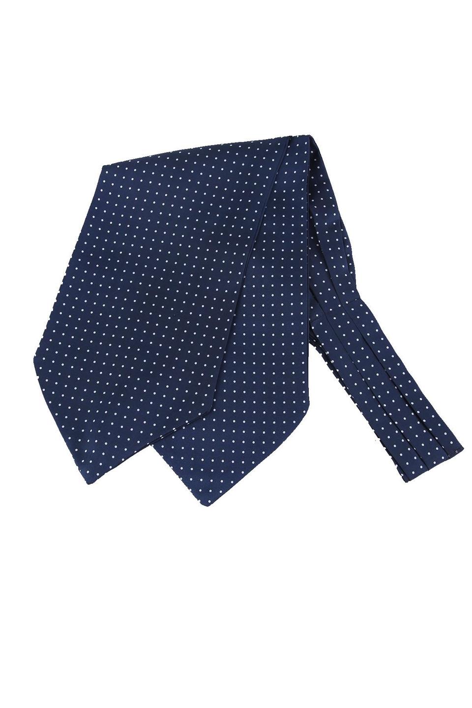 Lacivert Puantiye Desen İpek İtalyan Erkek Ascot K425