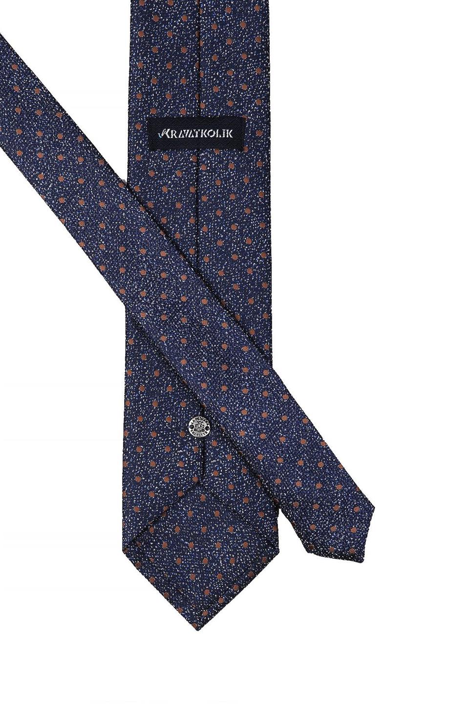 Lacivert Puantiye Desen Mendilli Klasik Kravat KK10502