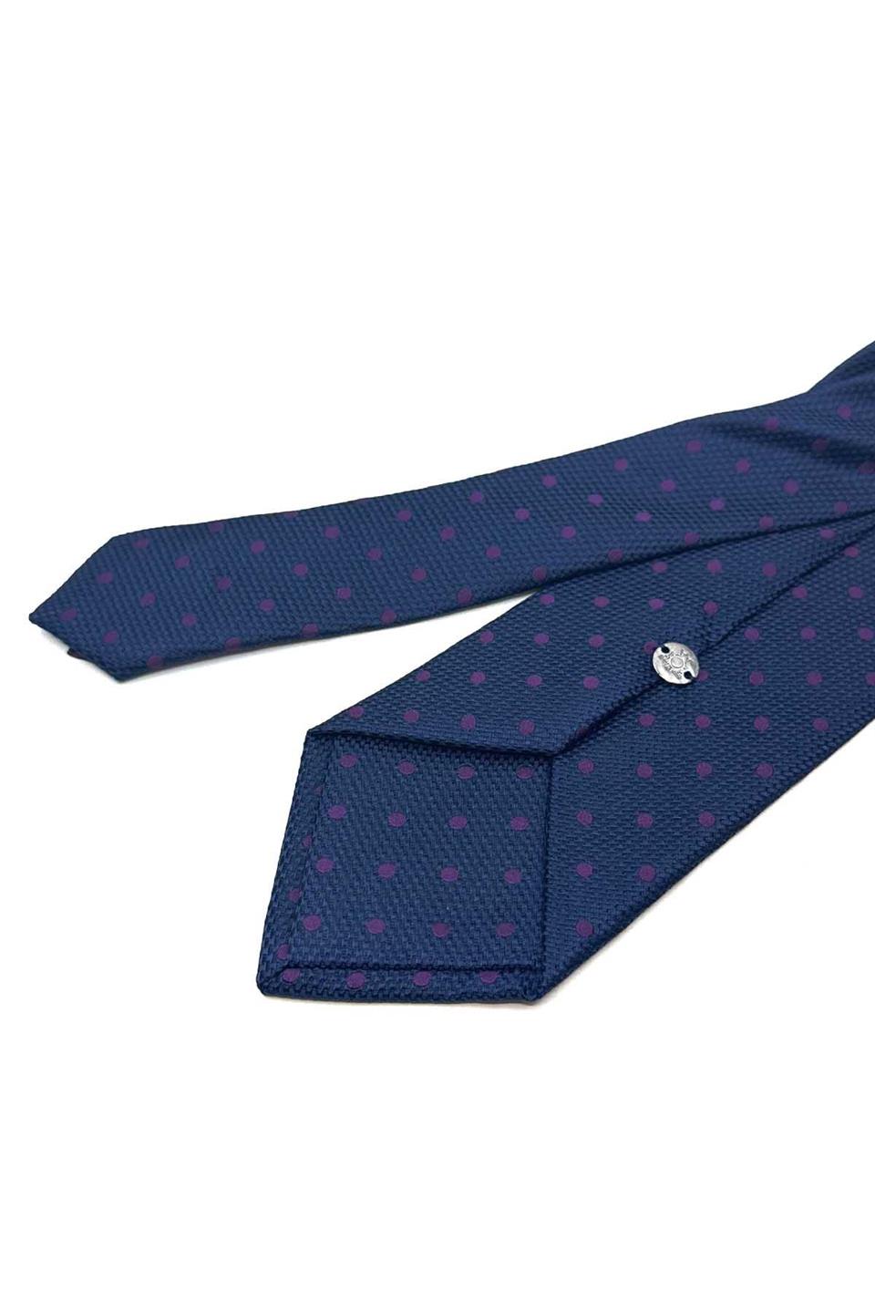 Lacivert Puantiye Desen Mendilli Klasik Kravat KK13002