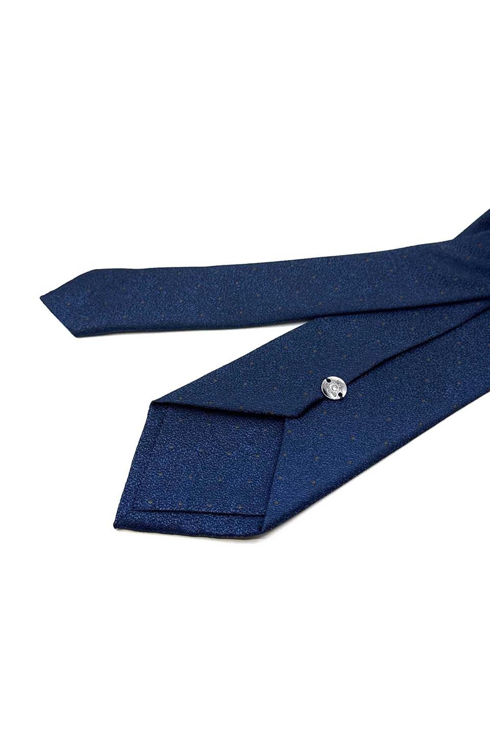 Lacivert Puantiye Desen Mendilli Klasik Kravat KK12319