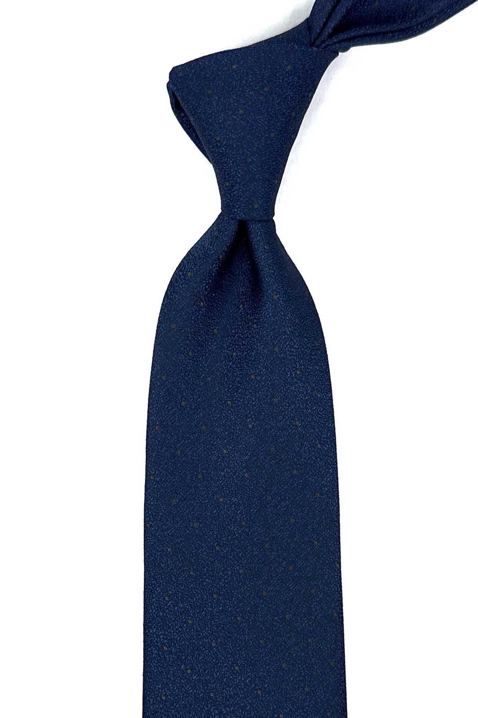 Lacivert Puantiye Desen Mendilli Klasik Kravat KK12319