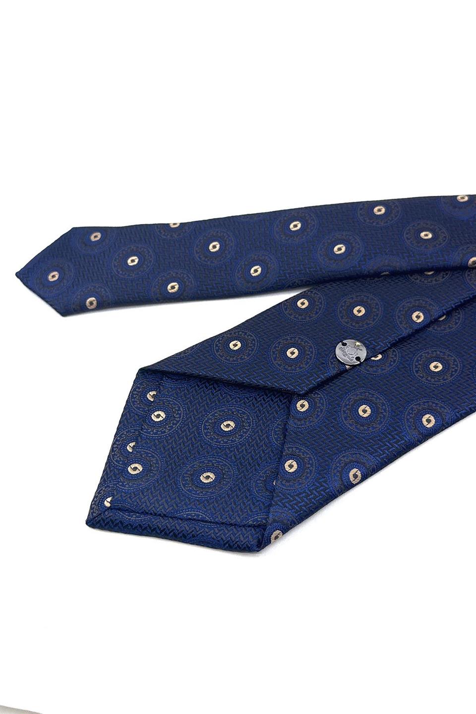 Lacivert Puantiye Desen Mendilli Klasik Kravat KK11808