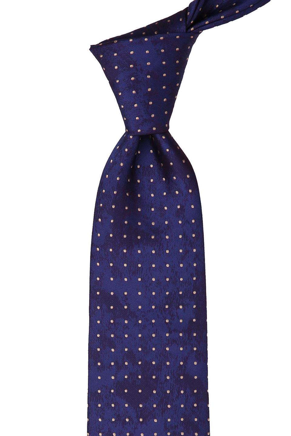 Lacivert Puantiye Desen Mendilli Klasik Kravat KK10053