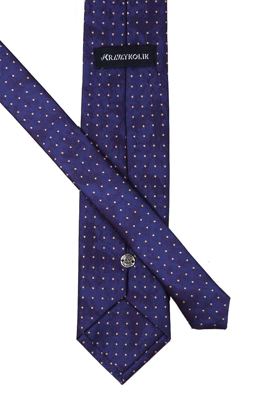 Lacivert Puantiye Desen Mendilli Klasik Kravat KK10053