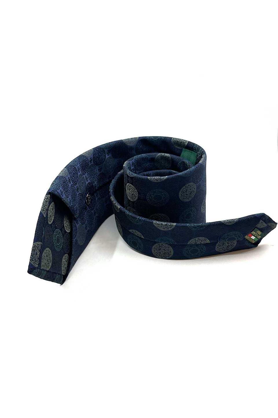 Lacivert Puantiye Desen Mendilli Klasik Kravat KK12993