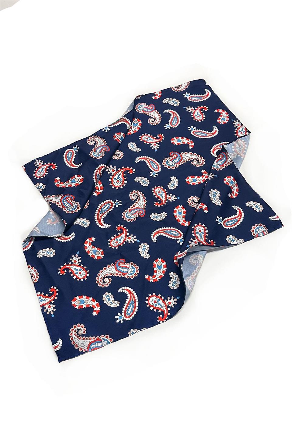 Lacivert Şal Desen Fular Bandana 55-55 cm KDNF10