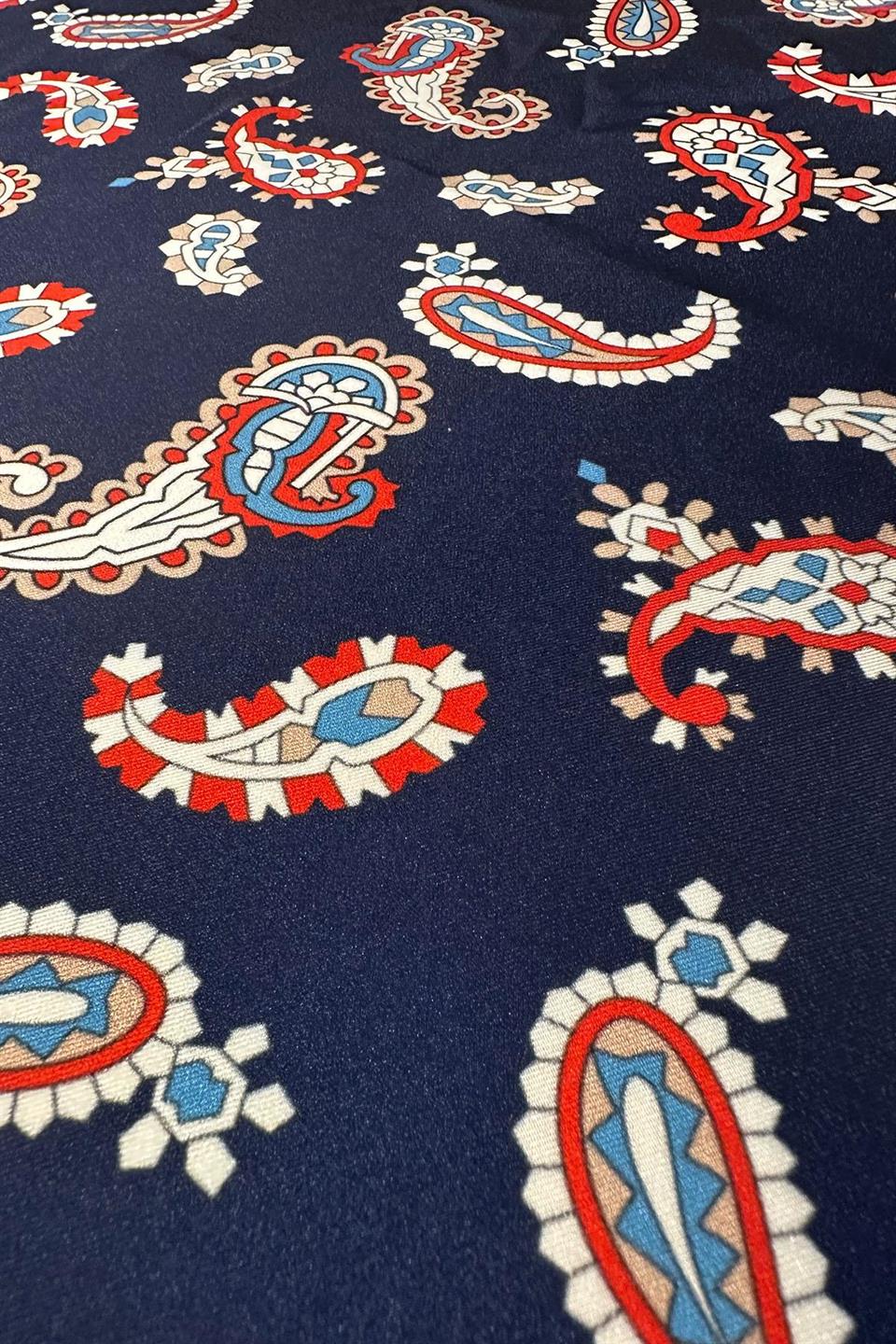 Lacivert Şal Desen Fular Bandana 55-55 cm KDNF10