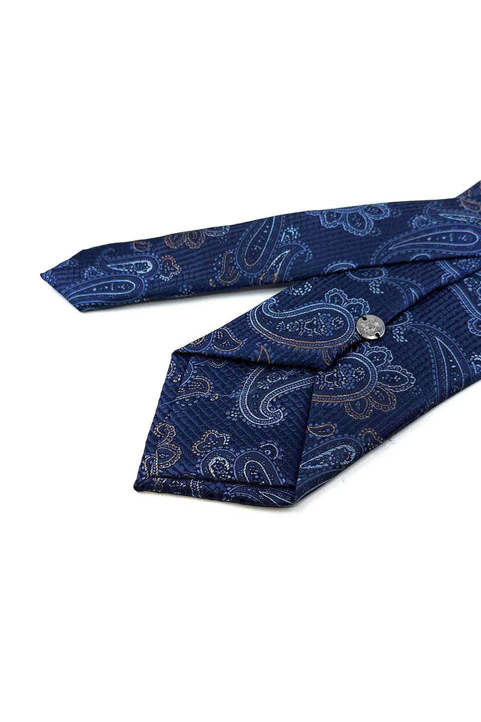 Lacivert Şal Desen Mendilli Klasik Kravat KK13129