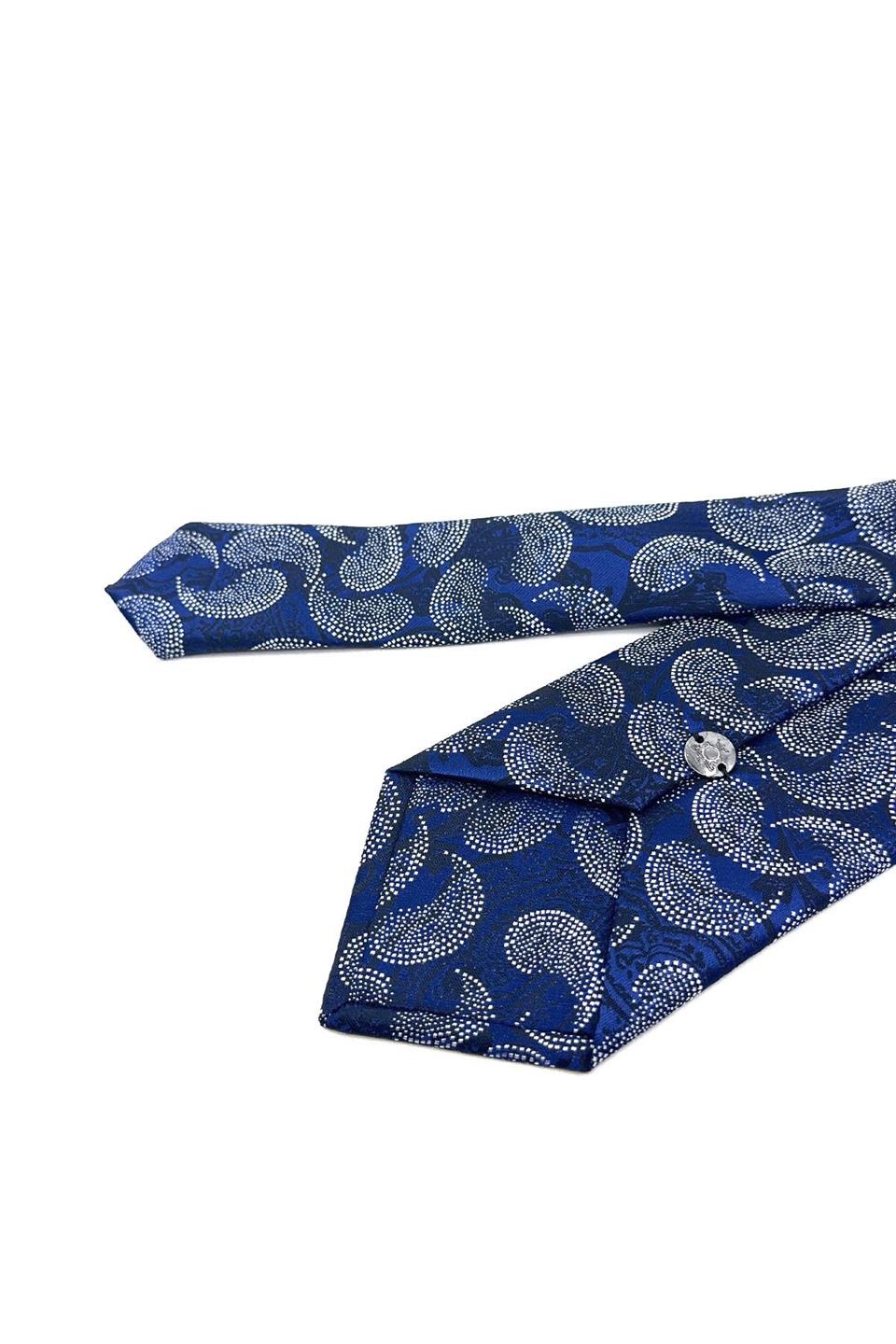 Lacivert Şal Desen Mendilli Klasik Kravat KK11854