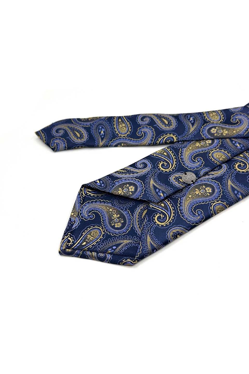 Lacivert Şal Desen Mendilli Klasik Kravat KK13122