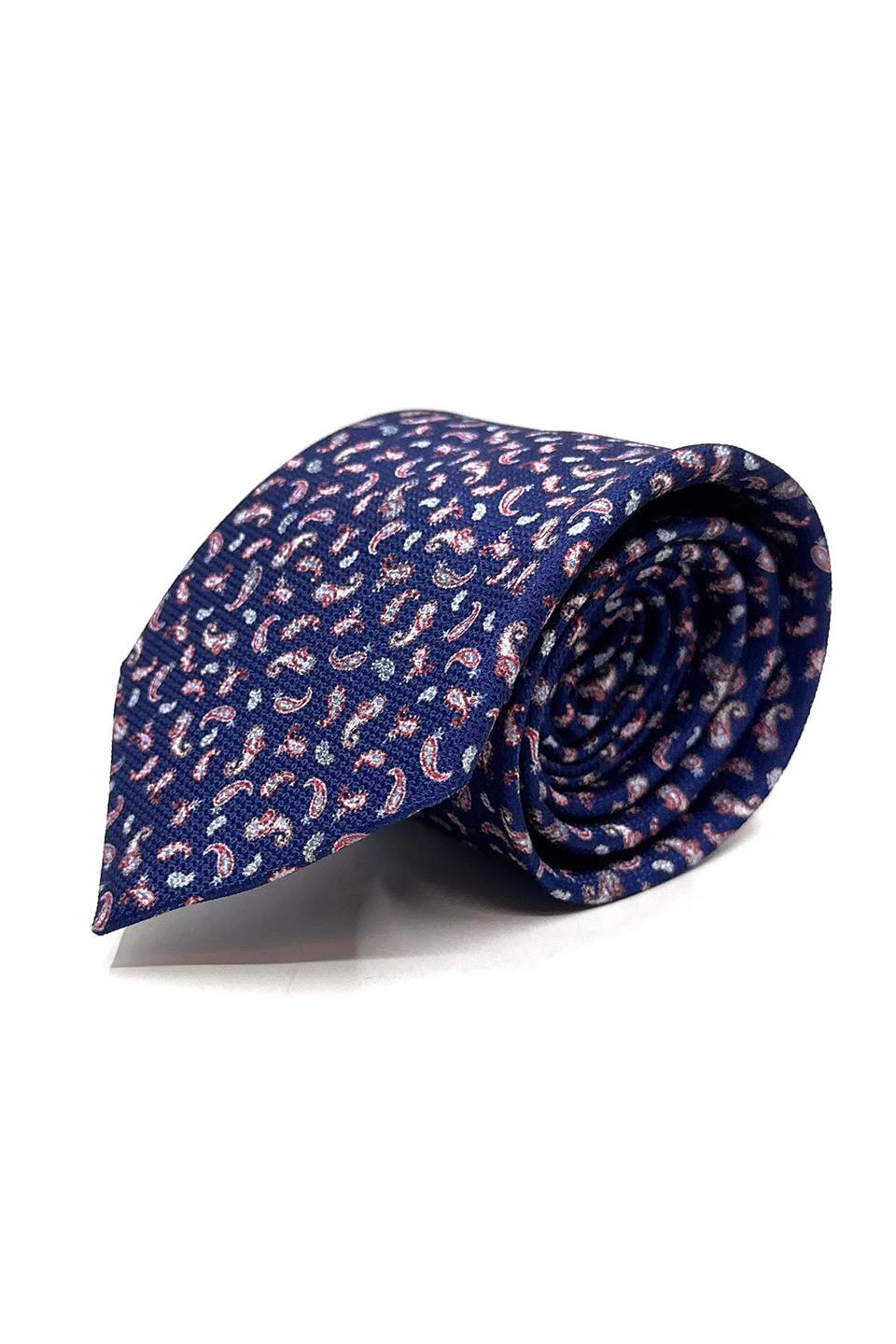Lacivert Şal Desen Mendilli Klasik Kravat KK11772