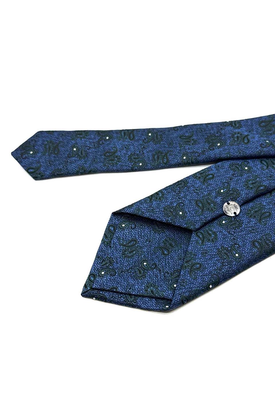 Lacivert Şal Desen Mendilli Klasik Kravat KK13113