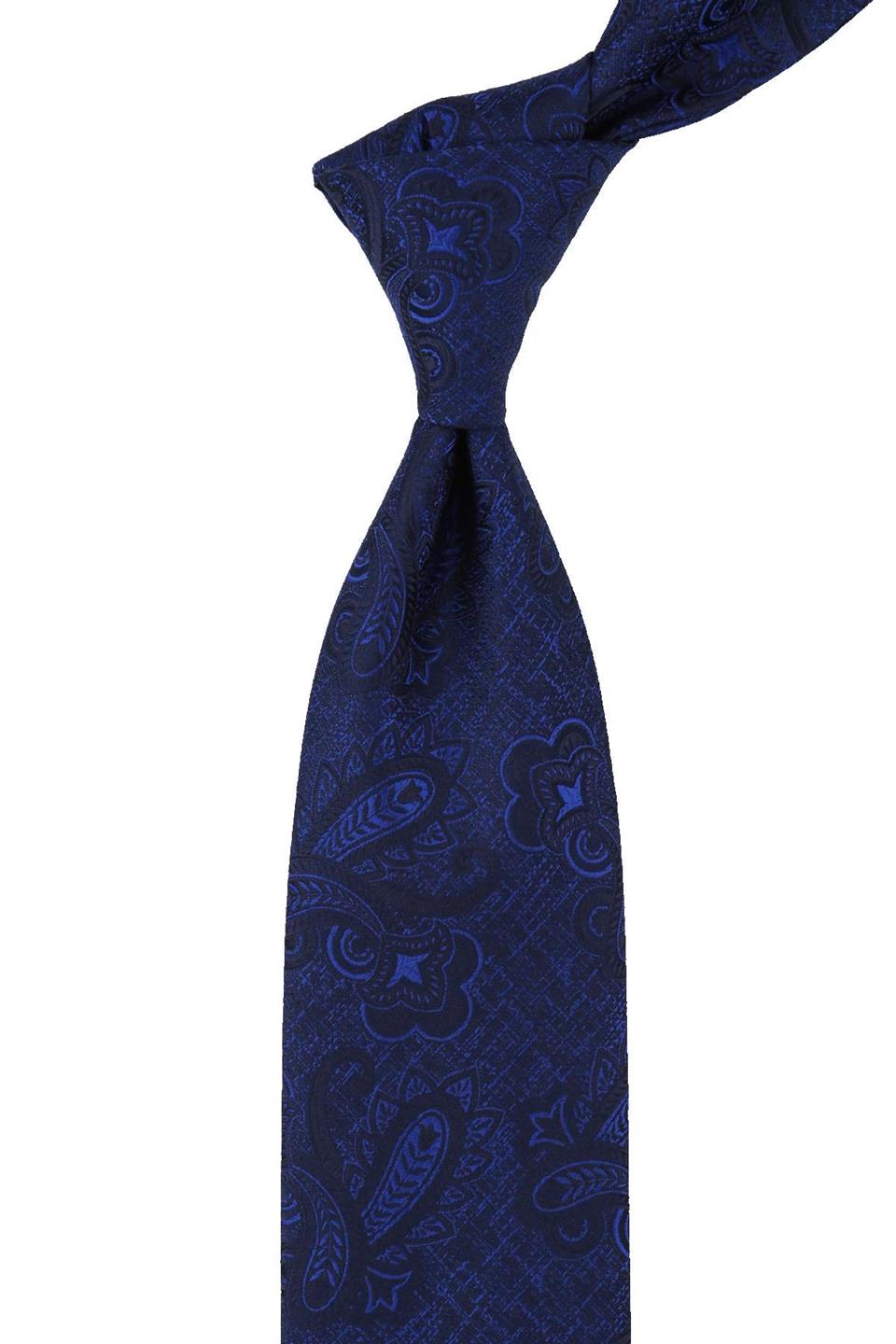 Lacivert Şal Desen Mendilli Klasik Kravat KK10827