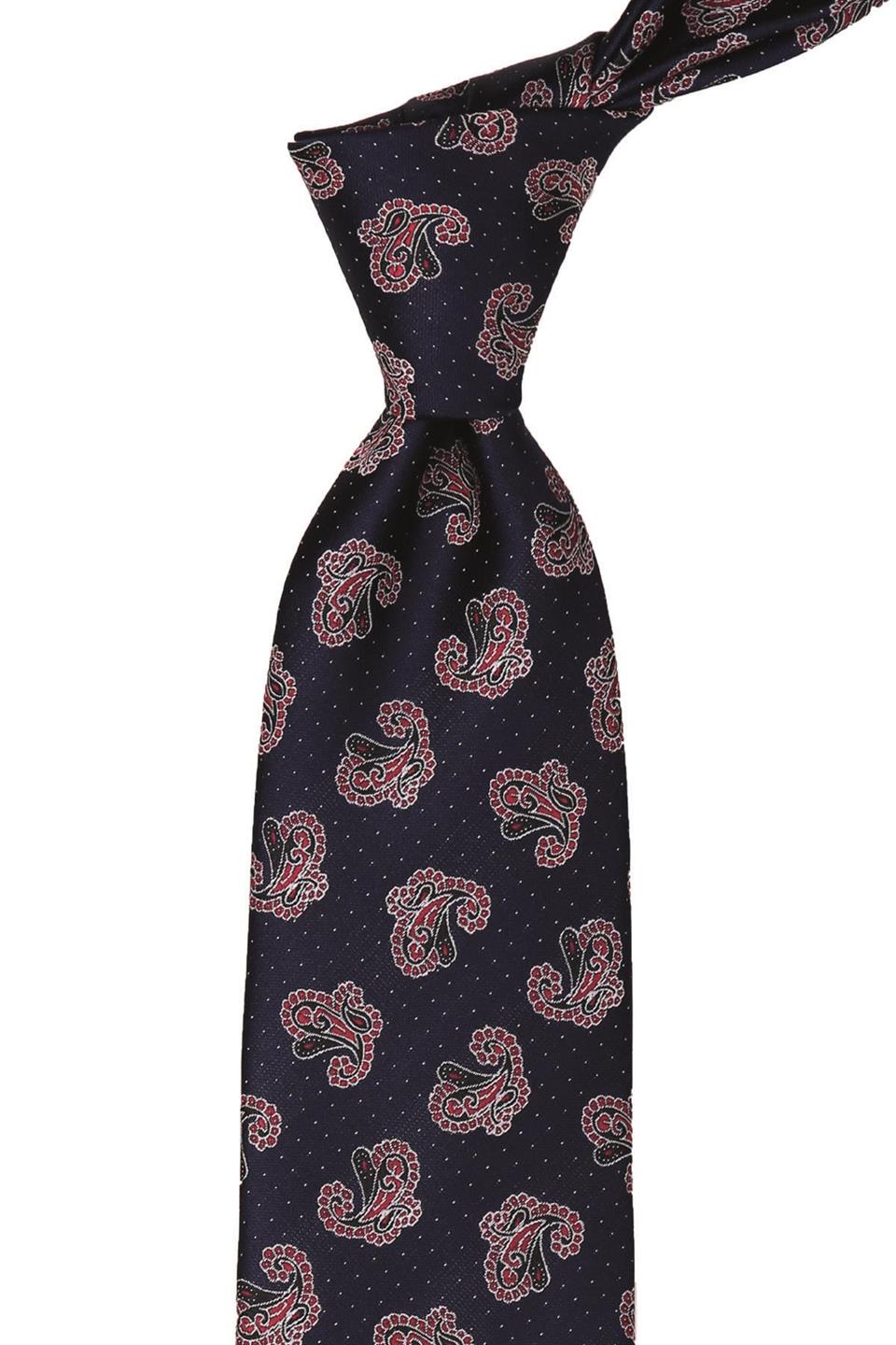 Lacivert Şal Desen Mendilli Klasik Kravat KK9863
