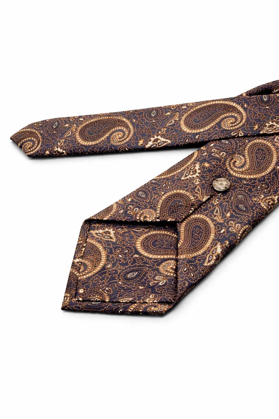 Lacivert Şal Desen Mendilli Klasik Kravat KK13122