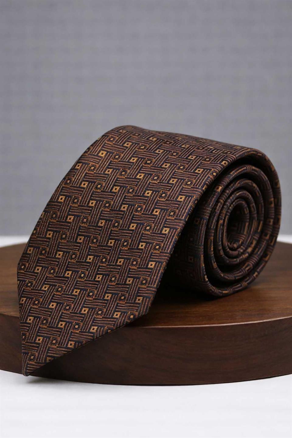 Lacivert - Sarı Kare Kravat