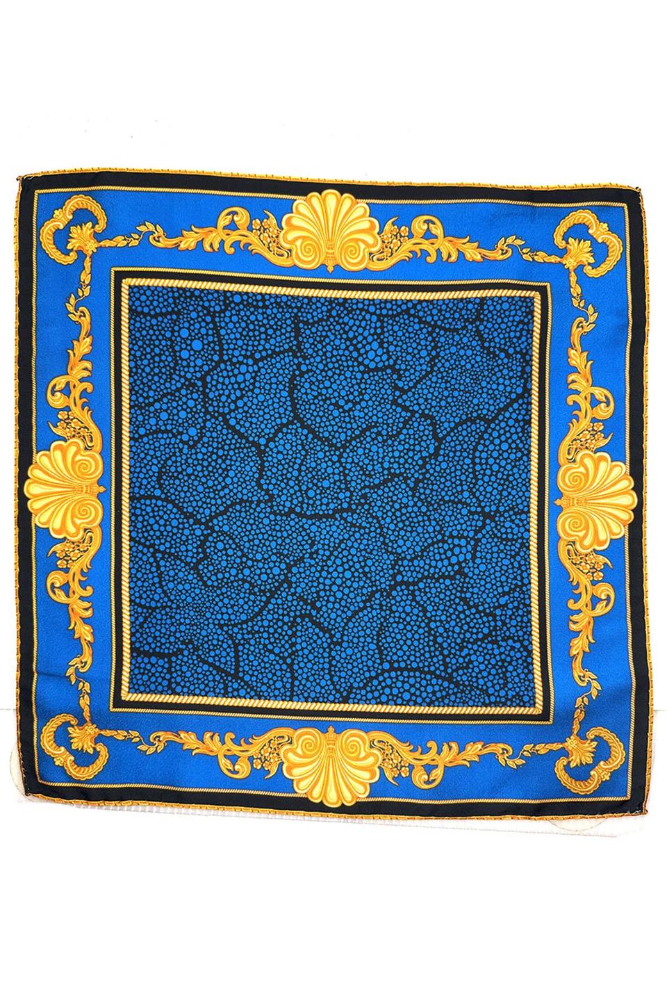Lacivert - Sarı Motif Desen Erkek Cep Mendili SPS575-84