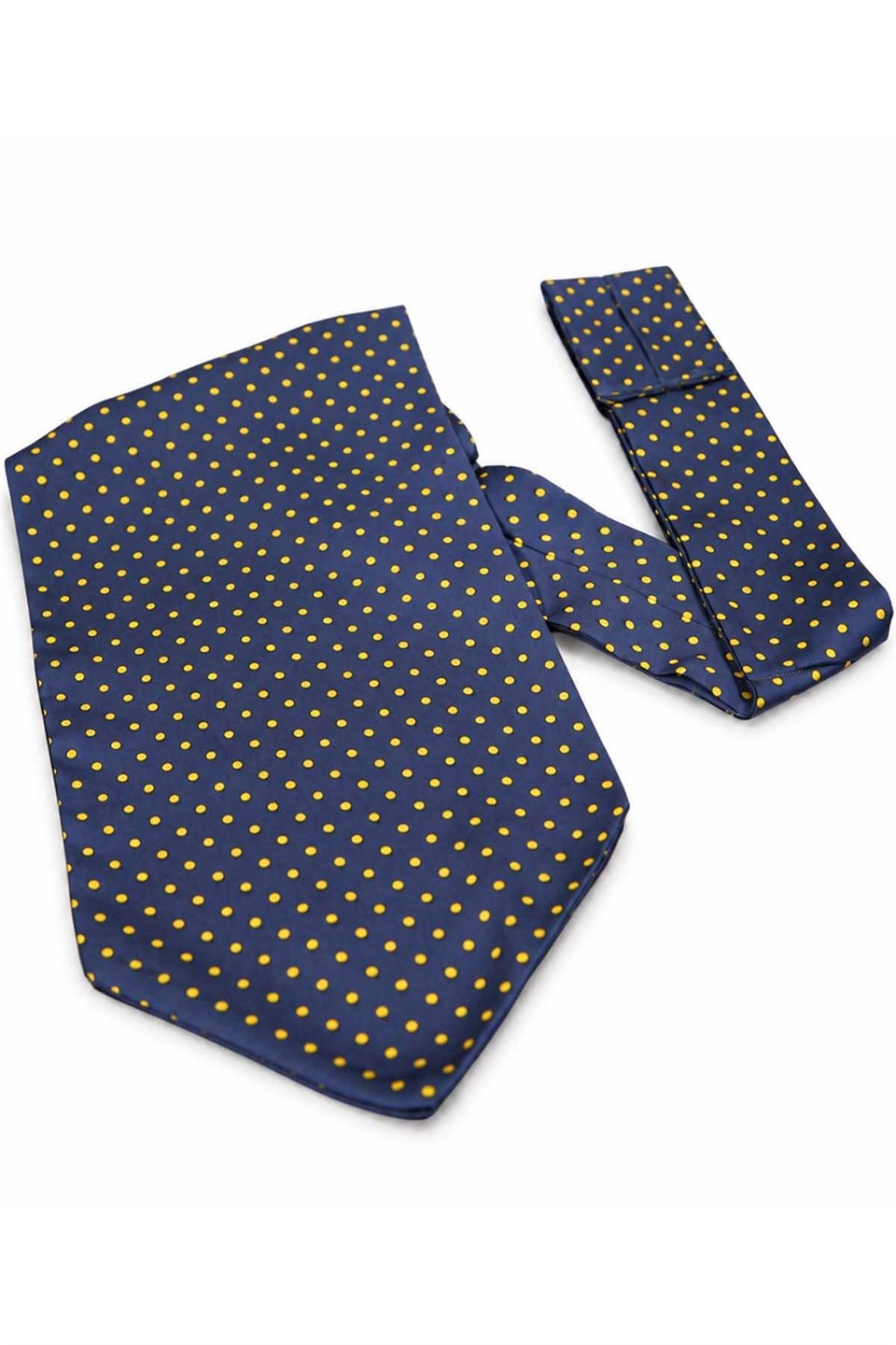 Lacivert Sarı Puantiye Desen Ascot Kravat K677