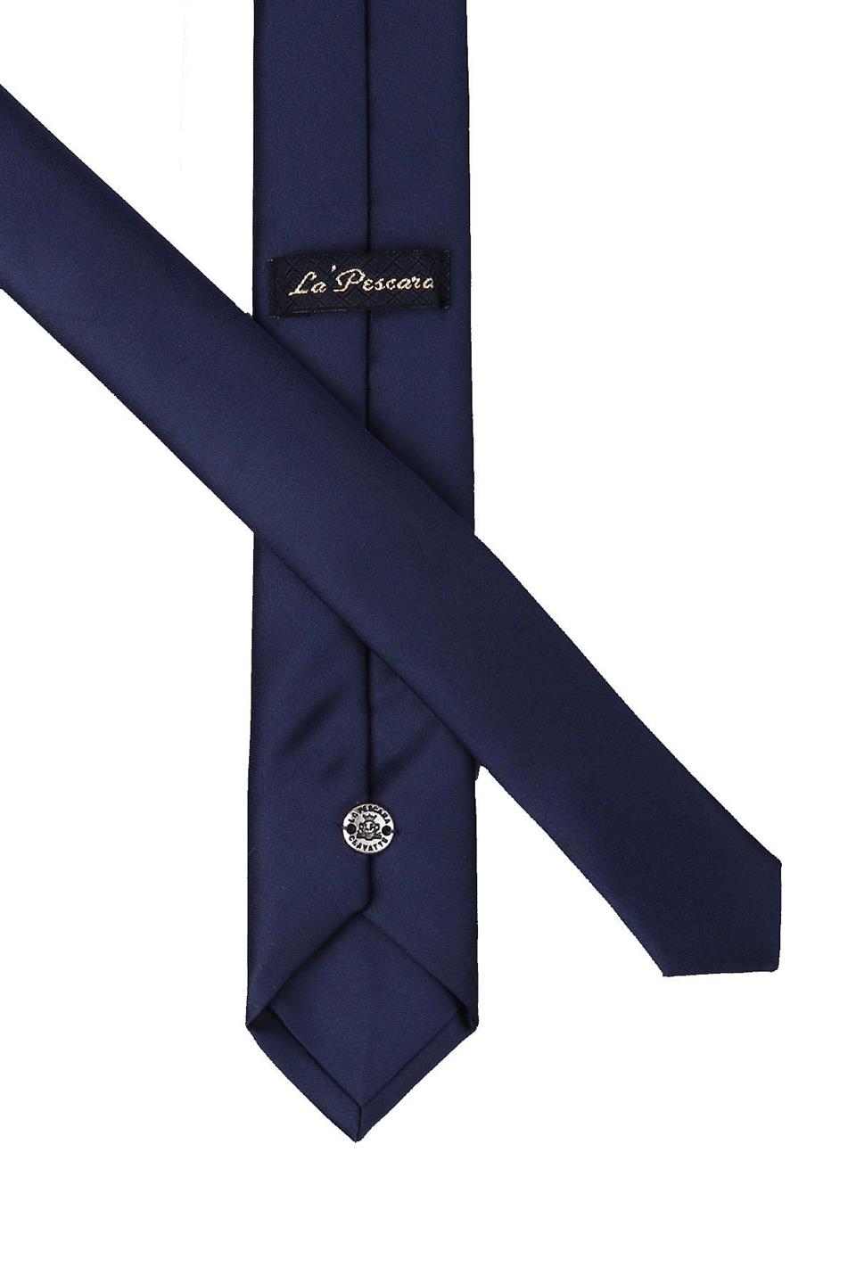 Lacivert Saten Düz Çok İnce Kravat UST13