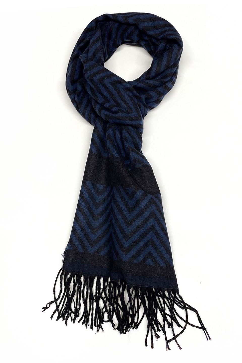 Lacivert - Siyah Çift Taraflı Erkek Kaşkol K397