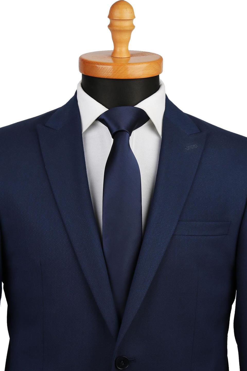 Lacivert Slim Düz Saten Kravat SK5033