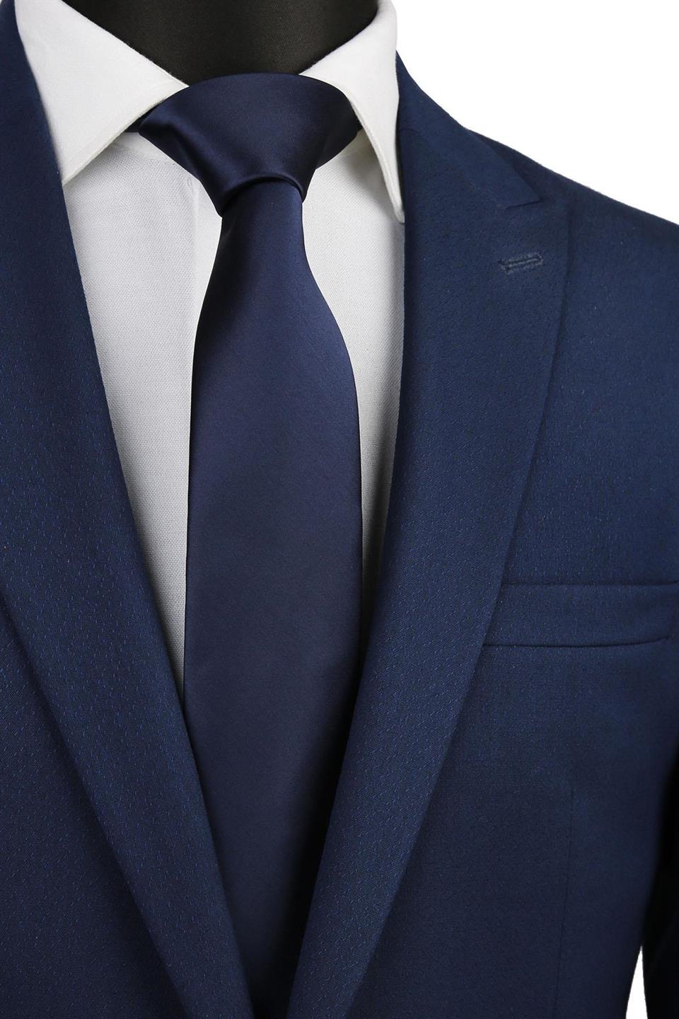 Lacivert Slim Düz Saten Kravat SK5033