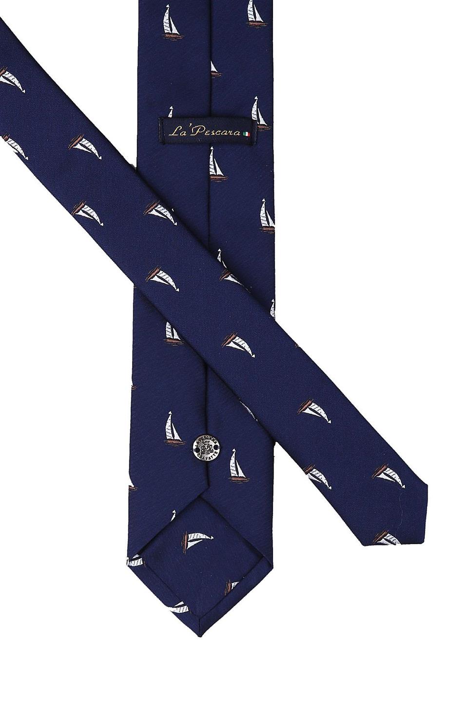 Lacivert Yelkenli Desen Slim Kravat SK7088